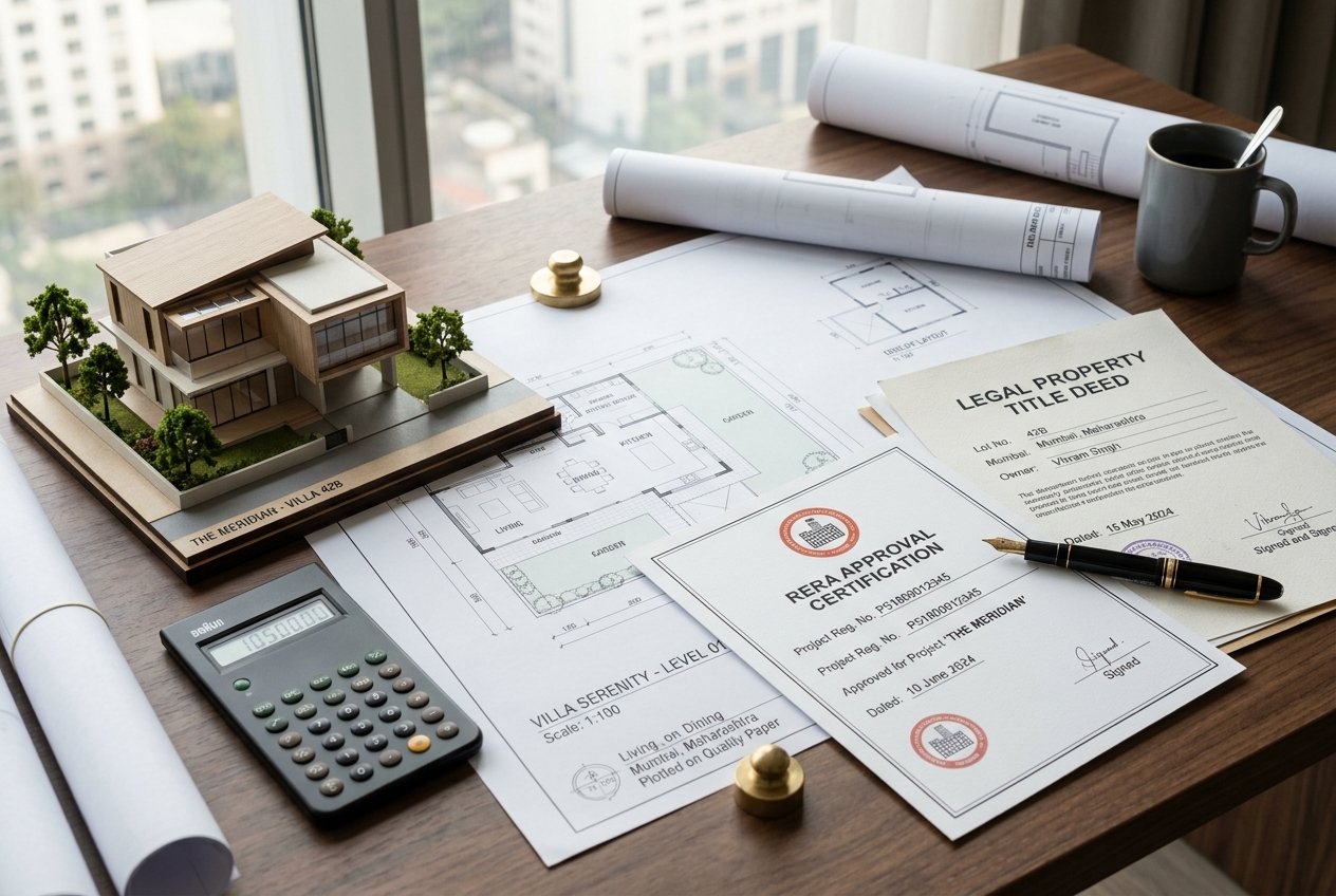 RERA approval certification, blueprints, and legal title deed inspection documents